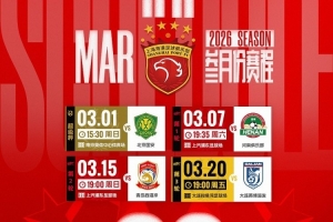 2026怡宝中超联赛 海港队3月赛程